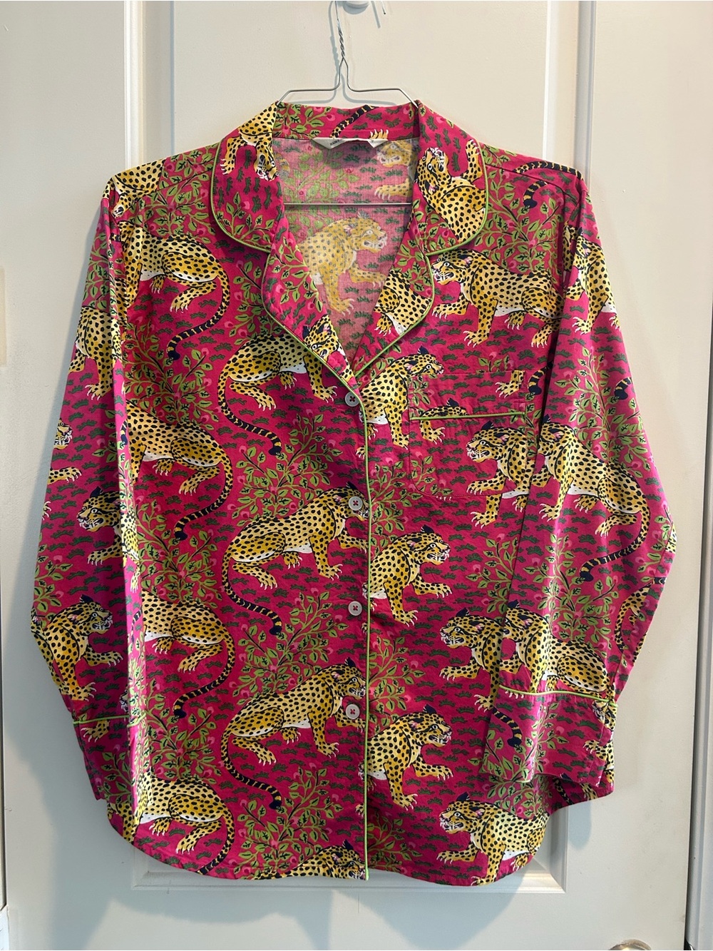 Printfresh Pink Leopard Print Satin Pajama Top